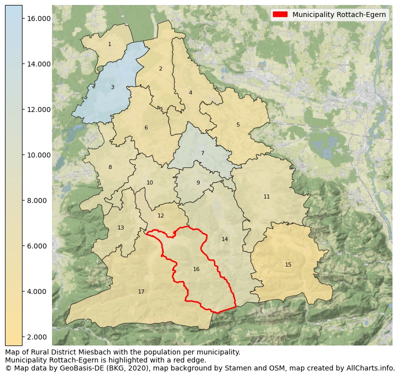 Map of Rural district Miesbach with the population per municipality.Municipality Rottach-Egern is highlighted with a red edge.. This page shows a lot of information about residents (such as the distribution by age groups, family composition, gender, native or German with an immigration background, ...), homes (numbers, types, price development, use, type of property, ...) and more (car ownership, energy consumption, ...) based on open data from the German Federal Agency for Cartography, the Federal Statistical Office (DESTATIS), the Regional Statistical Offices and various other sources!