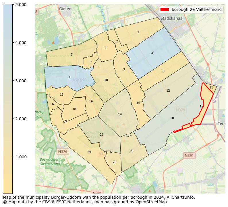 Image of the borough 2e Valthermond at the map. This image is used as introduction to this page. This page shows a lot of information about the population in the borough 2e Valthermond (such as the distribution by age groups of the residents, the composition of households, whether inhabitants are natives or Dutch with an immigration background, data about the houses (numbers, types, price development, use, type of property, ...) and more (car ownership, energy consumption, ...) based on open data from the Dutch Central Bureau of Statistics and various other sources!