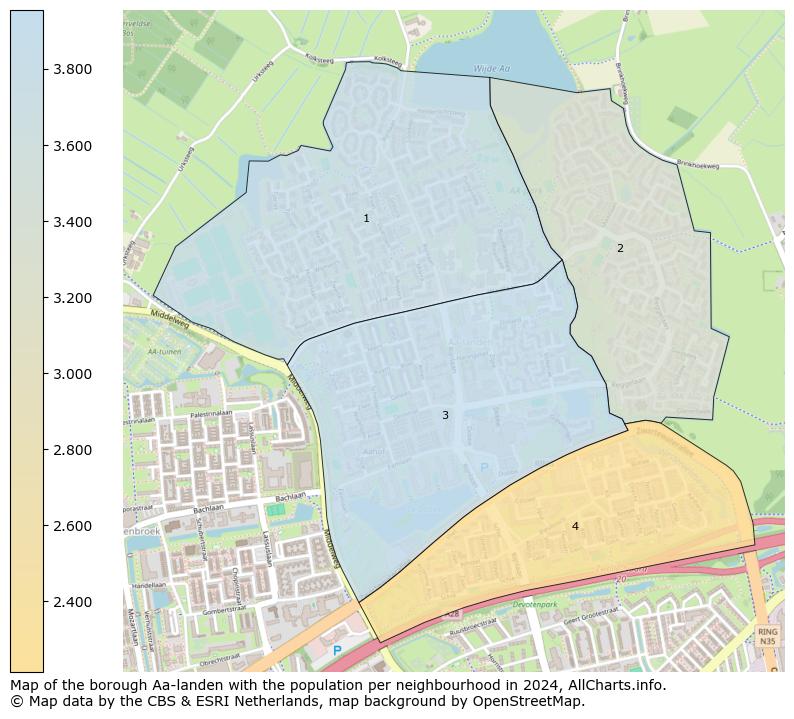 Image of the borough Aa-landen at the map. This image is used as introduction to this page. This page shows a lot of information about the population in the borough Aa-landen (such as the distribution by age groups of the residents, the composition of households, whether inhabitants are natives or Dutch with an immigration background, data about the houses (numbers, types, price development, use, type of property, ...) and more (car ownership, energy consumption, ...) based on open data from the Dutch Central Bureau of Statistics and various other sources!