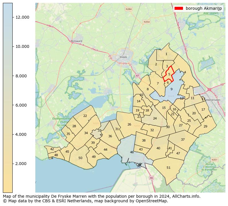 Image of the borough Akmarijp at the map. This image is used as introduction to this page. This page shows a lot of information about the population in the borough Akmarijp (such as the distribution by age groups of the residents, the composition of households, whether inhabitants are natives or Dutch with an immigration background, data about the houses (numbers, types, price development, use, type of property, ...) and more (car ownership, energy consumption, ...) based on open data from the Dutch Central Bureau of Statistics and various other sources!