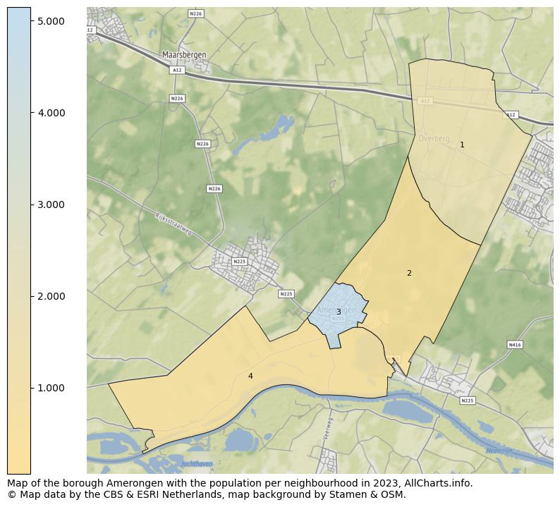 Map of the borough Amerongen with the population per neighbourhood in 2021. This page shows a lot of information about residents (such as the distribution by age groups, family composition, gender, native or Dutch with an immigration background, ...), homes (numbers, types, price development, use, type of property, ...) and more (car ownership, energy consumption, ...) based on open data from the Dutch Central Bureau of Statistics and various other sources!