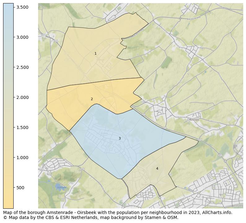 Map of the borough Amstenrade - Oirsbeek with the population per neighbourhood in 2023. This page shows a lot of information about residents (such as the distribution by age groups, family composition, gender, native or Dutch with an immigration background, ...), homes (numbers, types, price development, use, type of property, ...) and more (car ownership, energy consumption, ...) based on open data from the Dutch Central Bureau of Statistics and various other sources!