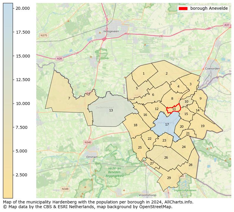 Image of the borough Anevelde at the map. This image is used as introduction to this page. This page shows a lot of information about the population in the borough Anevelde (such as the distribution by age groups of the residents, the composition of households, whether inhabitants are natives or Dutch with an immigration background, data about the houses (numbers, types, price development, use, type of property, ...) and more (car ownership, energy consumption, ...) based on open data from the Dutch Central Bureau of Statistics and various other sources!