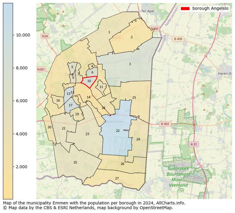 Image of the borough Angelslo at the map. This image is used as introduction to this page. This page shows a lot of information about the population in the borough Angelslo (such as the distribution by age groups of the residents, the composition of households, whether inhabitants are natives or Dutch with an immigration background, data about the houses (numbers, types, price development, use, type of property, ...) and more (car ownership, energy consumption, ...) based on open data from the Dutch Central Bureau of Statistics and various other sources!