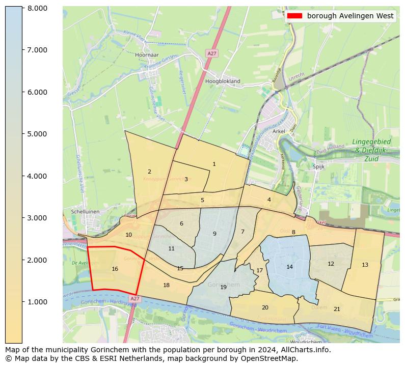 Image of the borough Avelingen West at the map. This image is used as introduction to this page. This page shows a lot of information about the population in the borough Avelingen West (such as the distribution by age groups of the residents, the composition of households, whether inhabitants are natives or Dutch with an immigration background, data about the houses (numbers, types, price development, use, type of property, ...) and more (car ownership, energy consumption, ...) based on open data from the Dutch Central Bureau of Statistics and various other sources!