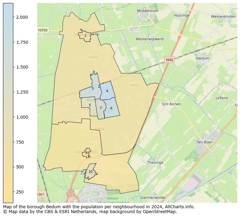 Image of the borough Bedum at the map. This image is used as introduction to this page. This page shows a lot of information about the population in the borough Bedum (such as the distribution by age groups of the residents, the composition of households, whether inhabitants are natives or Dutch with an immigration background, data about the houses (numbers, types, price development, use, type of property, ...) and more (car ownership, energy consumption, ...) based on open data from the Dutch Central Bureau of Statistics and various other sources!