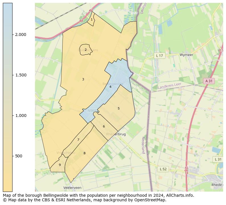 Image of the borough Bellingwolde at the map. This image is used as introduction to this page. This page shows a lot of information about the population in the borough Bellingwolde (such as the distribution by age groups of the residents, the composition of households, whether inhabitants are natives or Dutch with an immigration background, data about the houses (numbers, types, price development, use, type of property, ...) and more (car ownership, energy consumption, ...) based on open data from the Dutch Central Bureau of Statistics and various other sources!