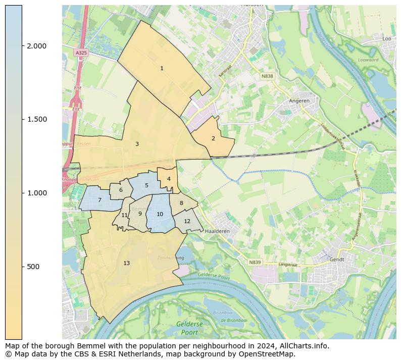 Image of the borough Bemmel at the map. This image is used as introduction to this page. This page shows a lot of information about the population in the borough Bemmel (such as the distribution by age groups of the residents, the composition of households, whether inhabitants are natives or Dutch with an immigration background, data about the houses (numbers, types, price development, use, type of property, ...) and more (car ownership, energy consumption, ...) based on open data from the Dutch Central Bureau of Statistics and various other sources!