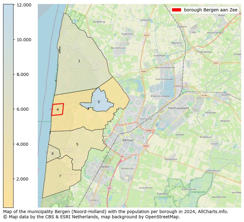 Image of the borough Bergen aan Zee at the map. This image is used as introduction to this page. This page shows a lot of information about the population in the borough Bergen aan Zee (such as the distribution by age groups of the residents, the composition of households, whether inhabitants are natives or Dutch with an immigration background, data about the houses (numbers, types, price development, use, type of property, ...) and more (car ownership, energy consumption, ...) based on open data from the Dutch Central Bureau of Statistics and various other sources!