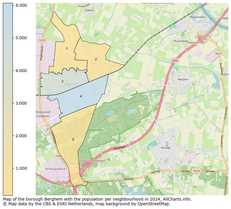 Image of the borough Berghem at the map. This image is used as introduction to this page. This page shows a lot of information about the population in the borough Berghem (such as the distribution by age groups of the residents, the composition of households, whether inhabitants are natives or Dutch with an immigration background, data about the houses (numbers, types, price development, use, type of property, ...) and more (car ownership, energy consumption, ...) based on open data from the Dutch Central Bureau of Statistics and various other sources!