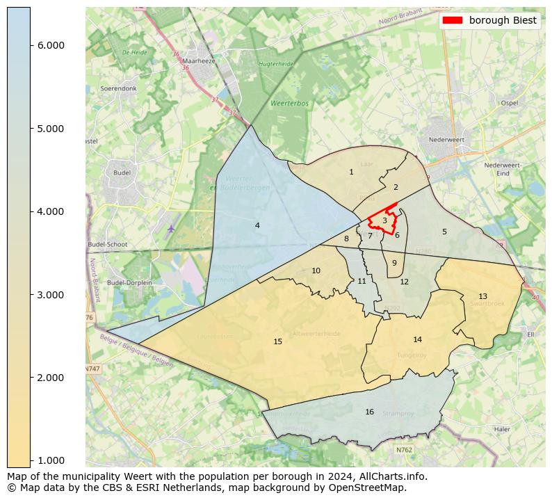 Image of the borough Biest at the map. This image is used as introduction to this page. This page shows a lot of information about the population in the borough Biest (such as the distribution by age groups of the residents, the composition of households, whether inhabitants are natives or Dutch with an immigration background, data about the houses (numbers, types, price development, use, type of property, ...) and more (car ownership, energy consumption, ...) based on open data from the Dutch Central Bureau of Statistics and various other sources!