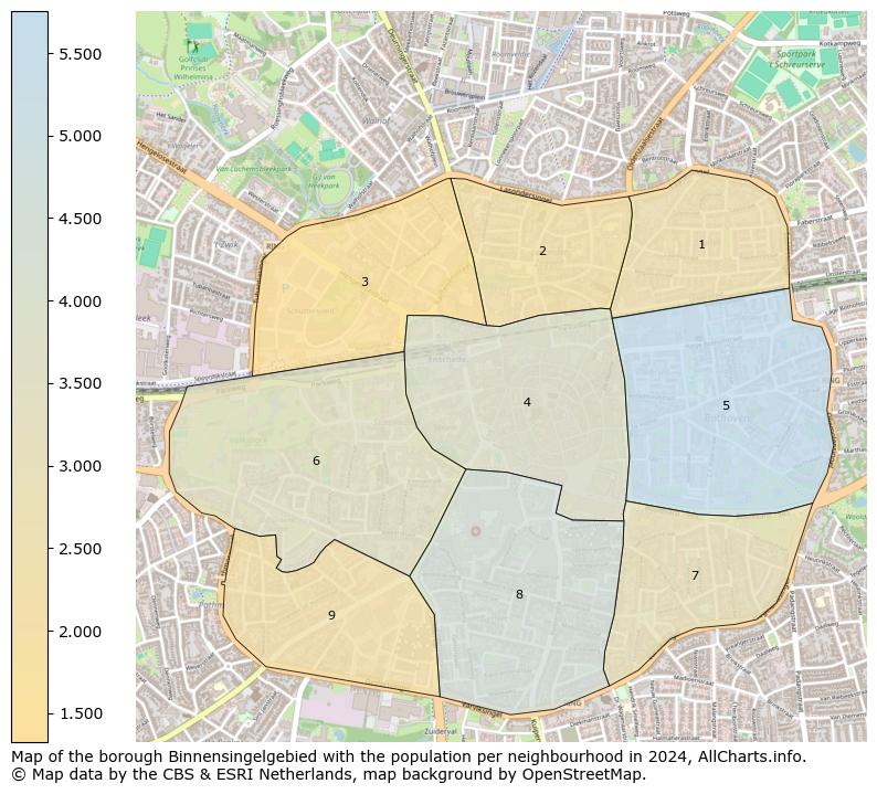 Image of the borough Binnensingelgebied at the map. This image is used as introduction to this page. This page shows a lot of information about the population in the borough Binnensingelgebied (such as the distribution by age groups of the residents, the composition of households, whether inhabitants are natives or Dutch with an immigration background, data about the houses (numbers, types, price development, use, type of property, ...) and more (car ownership, energy consumption, ...) based on open data from the Dutch Central Bureau of Statistics and various other sources!