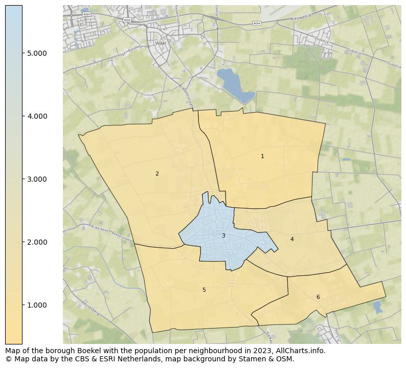 Map of the borough Boekel with the population per neighbourhood in 2022. This page shows a lot of information about residents (such as the distribution by age groups, family composition, gender, native or Dutch with an immigration background, ...), homes (numbers, types, price development, use, type of property, ...) and more (car ownership, energy consumption, ...) based on open data from the Dutch Central Bureau of Statistics and various other sources!
