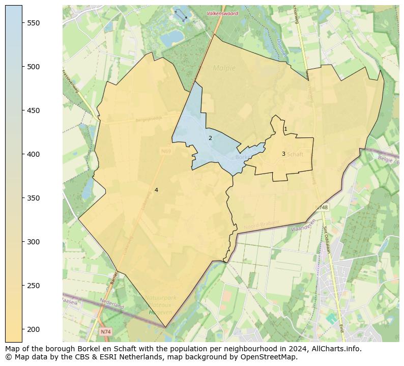 Image of the borough Borkel en Schaft at the map. This image is used as introduction to this page. This page shows a lot of information about the population in the borough Borkel en Schaft (such as the distribution by age groups of the residents, the composition of households, whether inhabitants are natives or Dutch with an immigration background, data about the houses (numbers, types, price development, use, type of property, ...) and more (car ownership, energy consumption, ...) based on open data from the Dutch Central Bureau of Statistics and various other sources!