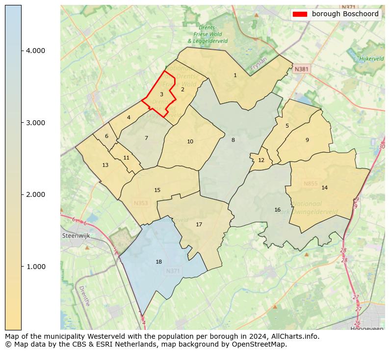 Image of the borough Boschoord at the map. This image is used as introduction to this page. This page shows a lot of information about the population in the borough Boschoord (such as the distribution by age groups of the residents, the composition of households, whether inhabitants are natives or Dutch with an immigration background, data about the houses (numbers, types, price development, use, type of property, ...) and more (car ownership, energy consumption, ...) based on open data from the Dutch Central Bureau of Statistics and various other sources!