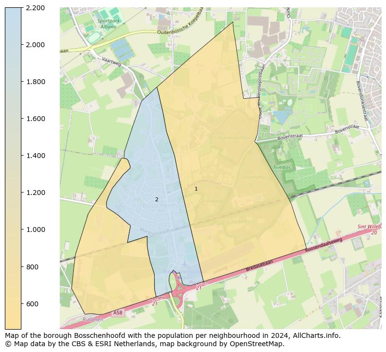 Image of the borough Bosschenhoofd at the map. This image is used as introduction to this page. This page shows a lot of information about the population in the borough Bosschenhoofd (such as the distribution by age groups of the residents, the composition of households, whether inhabitants are natives or Dutch with an immigration background, data about the houses (numbers, types, price development, use, type of property, ...) and more (car ownership, energy consumption, ...) based on open data from the Dutch Central Bureau of Statistics and various other sources!