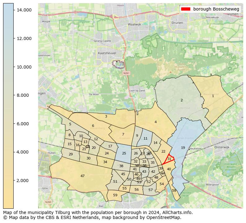 Image of the borough Bosscheweg at the map. This image is used as introduction to this page. This page shows a lot of information about the population in the borough Bosscheweg (such as the distribution by age groups of the residents, the composition of households, whether inhabitants are natives or Dutch with an immigration background, data about the houses (numbers, types, price development, use, type of property, ...) and more (car ownership, energy consumption, ...) based on open data from the Dutch Central Bureau of Statistics and various other sources!