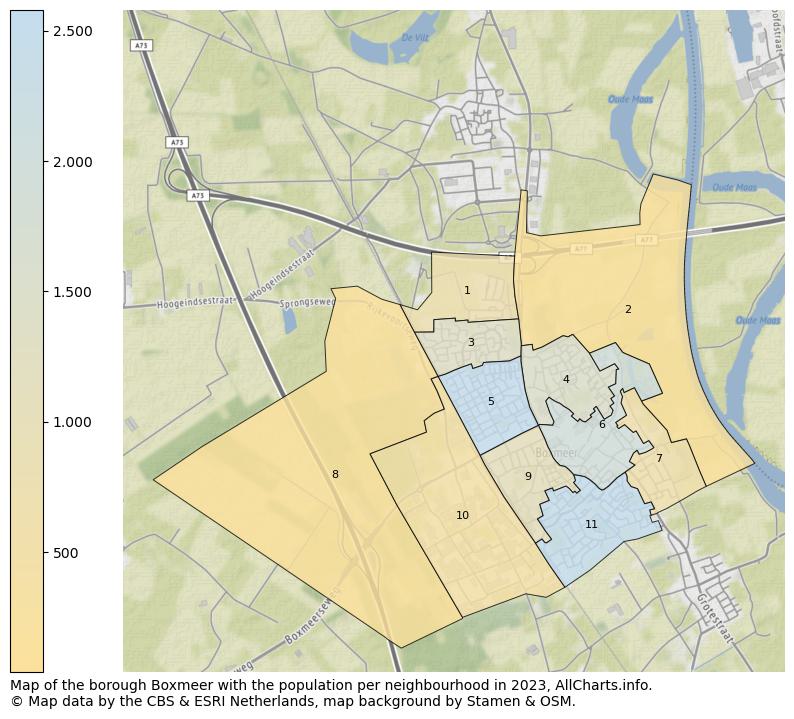 Map of the borough Boxmeer with the population per neighbourhood in 2023. This page shows a lot of information about residents (such as the distribution by age groups, family composition, gender, native or Dutch with an immigration background, ...), homes (numbers, types, price development, use, type of property, ...) and more (car ownership, energy consumption, ...) based on open data from the Dutch Central Bureau of Statistics and various other sources!