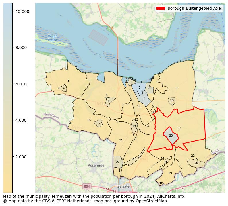 Image of the borough Buitengebied Axel at the map. This image is used as introduction to this page. This page shows a lot of information about the population in the borough Buitengebied Axel (such as the distribution by age groups of the residents, the composition of households, whether inhabitants are natives or Dutch with an immigration background, data about the houses (numbers, types, price development, use, type of property, ...) and more (car ownership, energy consumption, ...) based on open data from the Dutch Central Bureau of Statistics and various other sources!