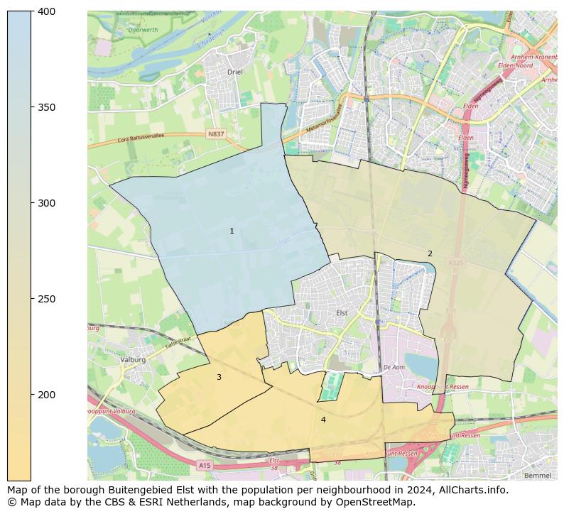 Image of the borough Buitengebied Elst at the map. This image is used as introduction to this page. This page shows a lot of information about the population in the borough Buitengebied Elst (such as the distribution by age groups of the residents, the composition of households, whether inhabitants are natives or Dutch with an immigration background, data about the houses (numbers, types, price development, use, type of property, ...) and more (car ownership, energy consumption, ...) based on open data from the Dutch Central Bureau of Statistics and various other sources!