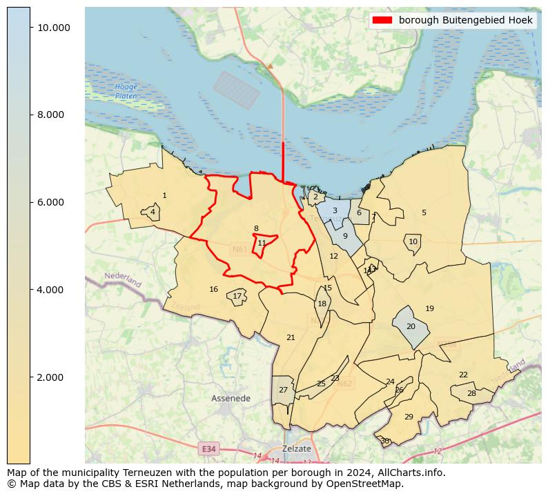 Image of the borough Buitengebied Hoek at the map. This image is used as introduction to this page. This page shows a lot of information about the population in the borough Buitengebied Hoek (such as the distribution by age groups of the residents, the composition of households, whether inhabitants are natives or Dutch with an immigration background, data about the houses (numbers, types, price development, use, type of property, ...) and more (car ownership, energy consumption, ...) based on open data from the Dutch Central Bureau of Statistics and various other sources!