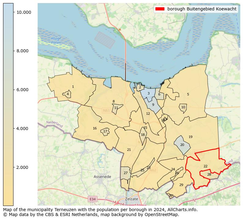 Image of the borough Buitengebied Koewacht at the map. This image is used as introduction to this page. This page shows a lot of information about the population in the borough Buitengebied Koewacht (such as the distribution by age groups of the residents, the composition of households, whether inhabitants are natives or Dutch with an immigration background, data about the houses (numbers, types, price development, use, type of property, ...) and more (car ownership, energy consumption, ...) based on open data from the Dutch Central Bureau of Statistics and various other sources!