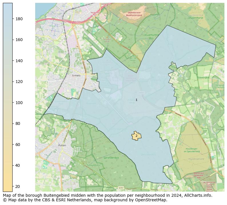 Image of the borough Buitengebied midden at the map. This image is used as introduction to this page. This page shows a lot of information about the population in the borough Buitengebied midden (such as the distribution by age groups of the residents, the composition of households, whether inhabitants are natives or Dutch with an immigration background, data about the houses (numbers, types, price development, use, type of property, ...) and more (car ownership, energy consumption, ...) based on open data from the Dutch Central Bureau of Statistics and various other sources!