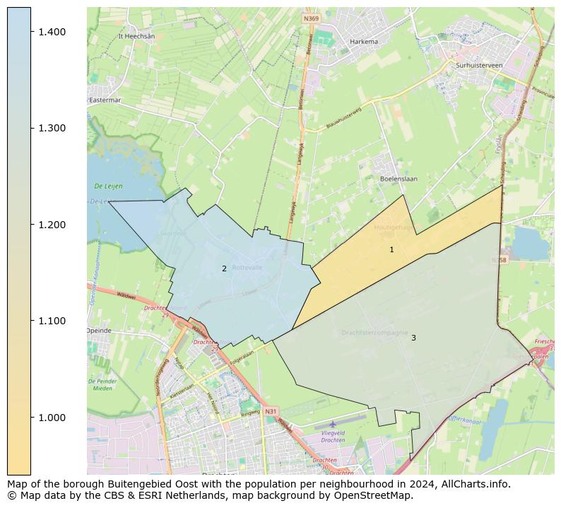 Image of the borough Buitengebied Oost at the map. This image is used as introduction to this page. This page shows a lot of information about the population in the borough Buitengebied Oost (such as the distribution by age groups of the residents, the composition of households, whether inhabitants are natives or Dutch with an immigration background, data about the houses (numbers, types, price development, use, type of property, ...) and more (car ownership, energy consumption, ...) based on open data from the Dutch Central Bureau of Statistics and various other sources!