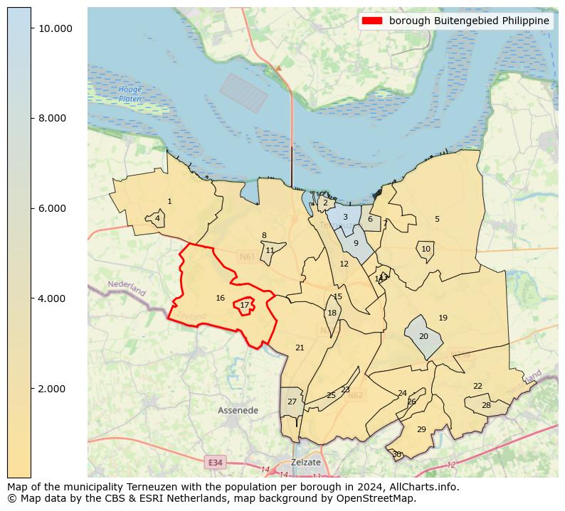 Image of the borough Buitengebied Philippine at the map. This image is used as introduction to this page. This page shows a lot of information about the population in the borough Buitengebied Philippine (such as the distribution by age groups of the residents, the composition of households, whether inhabitants are natives or Dutch with an immigration background, data about the houses (numbers, types, price development, use, type of property, ...) and more (car ownership, energy consumption, ...) based on open data from the Dutch Central Bureau of Statistics and various other sources!