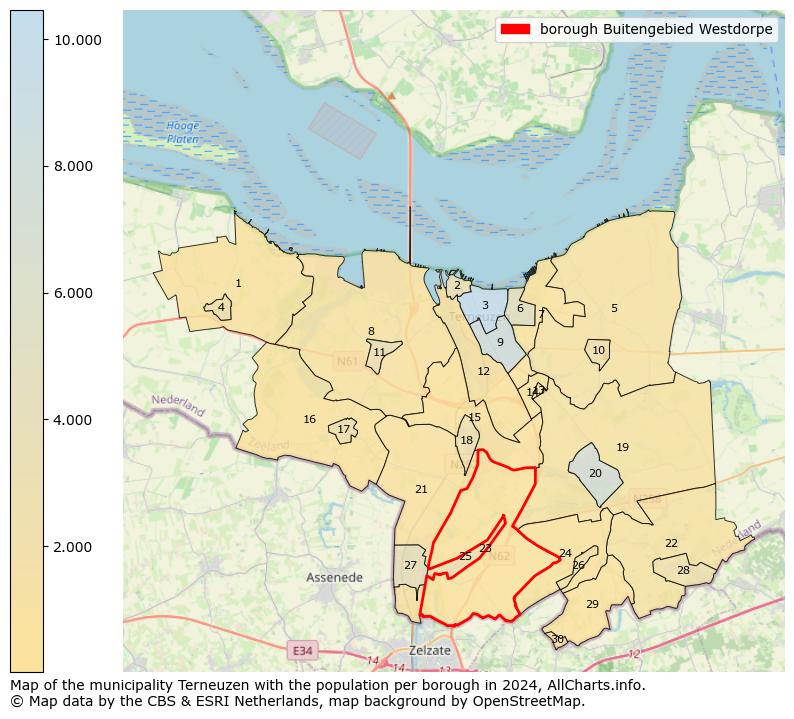 Image of the borough Buitengebied Westdorpe at the map. This image is used as introduction to this page. This page shows a lot of information about the population in the borough Buitengebied Westdorpe (such as the distribution by age groups of the residents, the composition of households, whether inhabitants are natives or Dutch with an immigration background, data about the houses (numbers, types, price development, use, type of property, ...) and more (car ownership, energy consumption, ...) based on open data from the Dutch Central Bureau of Statistics and various other sources!