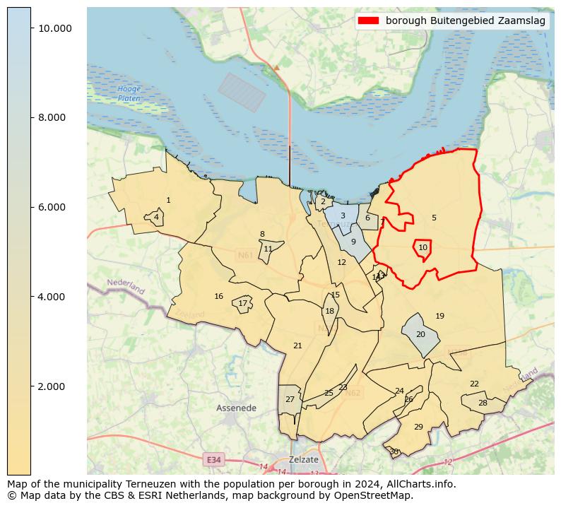 Image of the borough Buitengebied Zaamslag at the map. This image is used as introduction to this page. This page shows a lot of information about the population in the borough Buitengebied Zaamslag (such as the distribution by age groups of the residents, the composition of households, whether inhabitants are natives or Dutch with an immigration background, data about the houses (numbers, types, price development, use, type of property, ...) and more (car ownership, energy consumption, ...) based on open data from the Dutch Central Bureau of Statistics and various other sources!