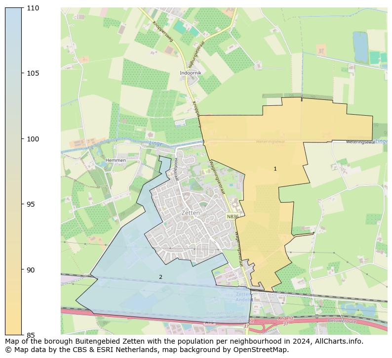 Image of the borough Buitengebied Zetten at the map. This image is used as introduction to this page. This page shows a lot of information about the population in the borough Buitengebied Zetten (such as the distribution by age groups of the residents, the composition of households, whether inhabitants are natives or Dutch with an immigration background, data about the houses (numbers, types, price development, use, type of property, ...) and more (car ownership, energy consumption, ...) based on open data from the Dutch Central Bureau of Statistics and various other sources!