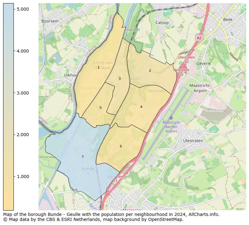 Image of the borough Bunde - Geulle at the map. This image is used as introduction to this page. This page shows a lot of information about the population in the borough Bunde - Geulle (such as the distribution by age groups of the residents, the composition of households, whether inhabitants are natives or Dutch with an immigration background, data about the houses (numbers, types, price development, use, type of property, ...) and more (car ownership, energy consumption, ...) based on open data from the Dutch Central Bureau of Statistics and various other sources!