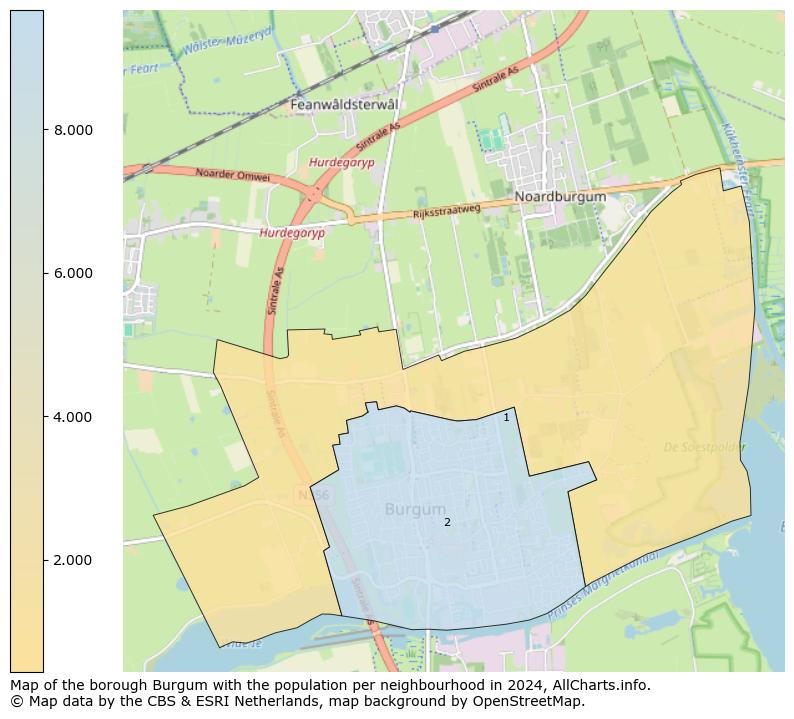 Image of the borough Burgum at the map. This image is used as introduction to this page. This page shows a lot of information about the population in the borough Burgum (such as the distribution by age groups of the residents, the composition of households, whether inhabitants are natives or Dutch with an immigration background, data about the houses (numbers, types, price development, use, type of property, ...) and more (car ownership, energy consumption, ...) based on open data from the Dutch Central Bureau of Statistics and various other sources!