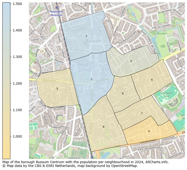 Image of the borough Bussum Centrum at the map. This image is used as introduction to this page. This page shows a lot of information about the population in the borough Bussum Centrum (such as the distribution by age groups of the residents, the composition of households, whether inhabitants are natives or Dutch with an immigration background, data about the houses (numbers, types, price development, use, type of property, ...) and more (car ownership, energy consumption, ...) based on open data from the Dutch Central Bureau of Statistics and various other sources!