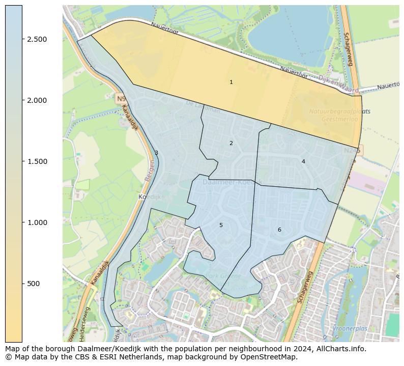 Image of the borough Daalmeer/Koedijk at the map. This image is used as introduction to this page. This page shows a lot of information about the population in the borough Daalmeer/Koedijk (such as the distribution by age groups of the residents, the composition of households, whether inhabitants are natives or Dutch with an immigration background, data about the houses (numbers, types, price development, use, type of property, ...) and more (car ownership, energy consumption, ...) based on open data from the Dutch Central Bureau of Statistics and various other sources!