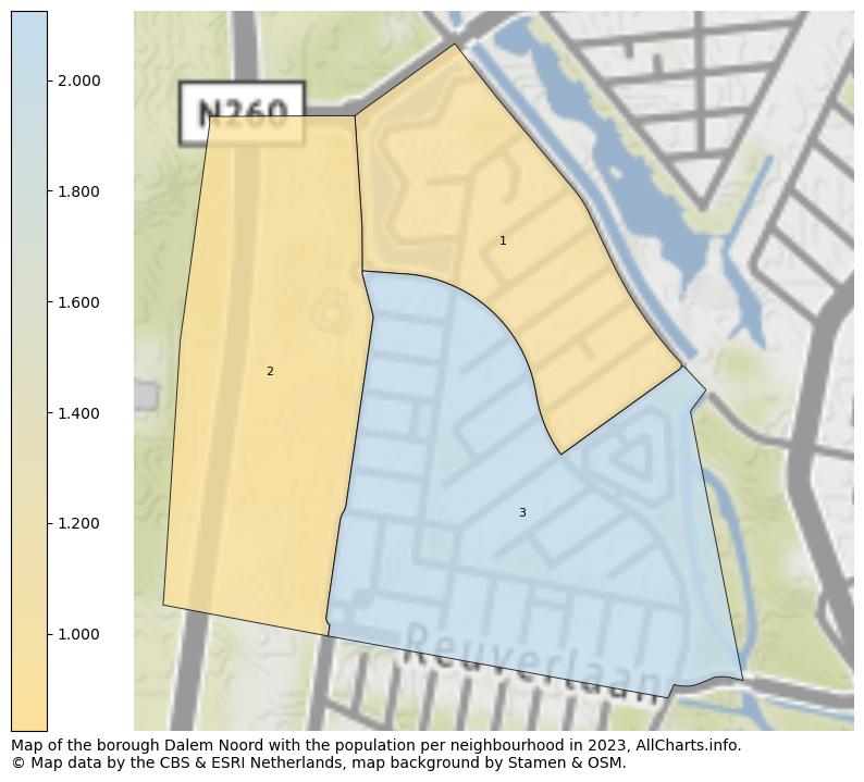 Map of the borough Dalem Noord with the population per neighbourhood in 2023. This page shows a lot of information about residents (such as the distribution by age groups, family composition, gender, native or Dutch with an immigration background, ...), homes (numbers, types, price development, use, type of property, ...) and more (car ownership, energy consumption, ...) based on open data from the Dutch Central Bureau of Statistics and various other sources!