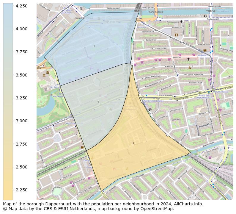 Image of the borough Dapperbuurt at the map. This image is used as introduction to this page. This page shows a lot of information about the population in the borough Dapperbuurt (such as the distribution by age groups of the residents, the composition of households, whether inhabitants are natives or Dutch with an immigration background, data about the houses (numbers, types, price development, use, type of property, ...) and more (car ownership, energy consumption, ...) based on open data from the Dutch Central Bureau of Statistics and various other sources!