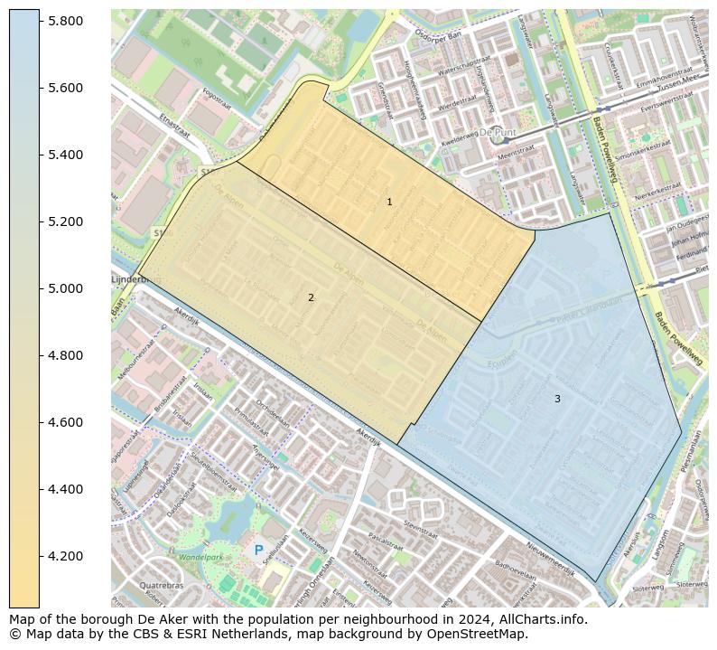 Image of the borough De Aker at the map. This image is used as introduction to this page. This page shows a lot of information about the population in the borough De Aker (such as the distribution by age groups of the residents, the composition of households, whether inhabitants are natives or Dutch with an immigration background, data about the houses (numbers, types, price development, use, type of property, ...) and more (car ownership, energy consumption, ...) based on open data from the Dutch Central Bureau of Statistics and various other sources!