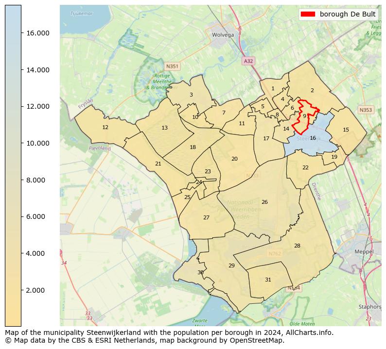 Image of the borough De Bult at the map. This image is used as introduction to this page. This page shows a lot of information about the population in the borough De Bult (such as the distribution by age groups of the residents, the composition of households, whether inhabitants are natives or Dutch with an immigration background, data about the houses (numbers, types, price development, use, type of property, ...) and more (car ownership, energy consumption, ...) based on open data from the Dutch Central Bureau of Statistics and various other sources!