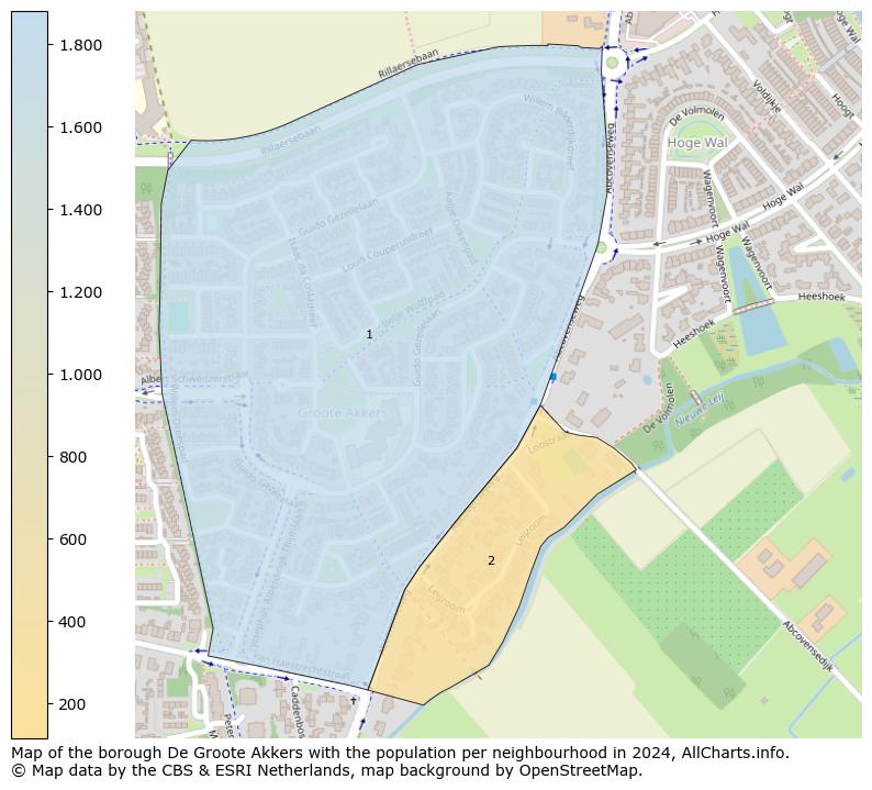 Image of the borough De Groote Akkers at the map. This image is used as introduction to this page. This page shows a lot of information about the population in the borough De Groote Akkers (such as the distribution by age groups of the residents, the composition of households, whether inhabitants are natives or Dutch with an immigration background, data about the houses (numbers, types, price development, use, type of property, ...) and more (car ownership, energy consumption, ...) based on open data from the Dutch Central Bureau of Statistics and various other sources!