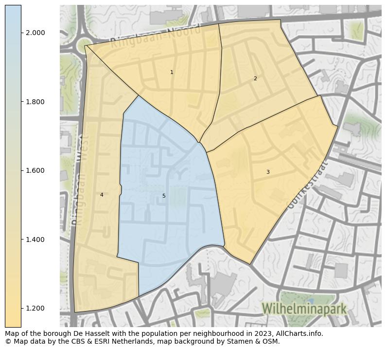 Map of the borough De Hasselt with the population per neighbourhood in 2023. This page shows a lot of information about residents (such as the distribution by age groups, family composition, gender, native or Dutch with an immigration background, ...), homes (numbers, types, price development, use, type of property, ...) and more (car ownership, energy consumption, ...) based on open data from the Dutch Central Bureau of Statistics and various other sources!