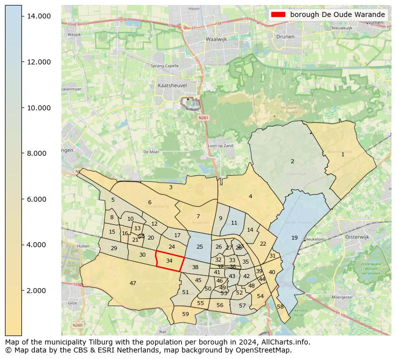 Image of the borough De Oude Warande at the map. This image is used as introduction to this page. This page shows a lot of information about the population in the borough De Oude Warande (such as the distribution by age groups of the residents, the composition of households, whether inhabitants are natives or Dutch with an immigration background, data about the houses (numbers, types, price development, use, type of property, ...) and more (car ownership, energy consumption, ...) based on open data from the Dutch Central Bureau of Statistics and various other sources!