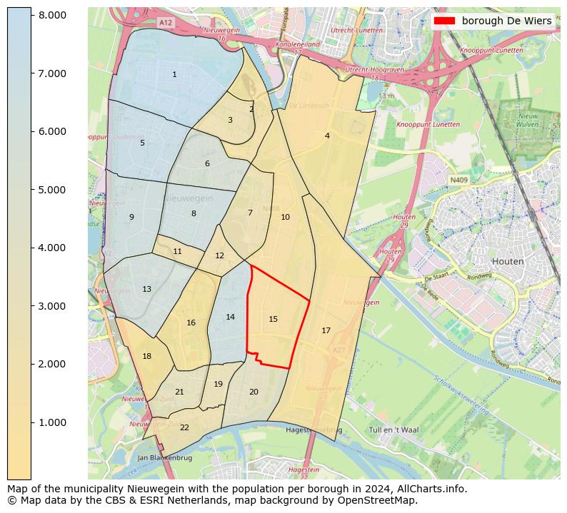 Image of the borough De Wiers at the map. This image is used as introduction to this page. This page shows a lot of information about the population in the borough De Wiers (such as the distribution by age groups of the residents, the composition of households, whether inhabitants are natives or Dutch with an immigration background, data about the houses (numbers, types, price development, use, type of property, ...) and more (car ownership, energy consumption, ...) based on open data from the Dutch Central Bureau of Statistics and various other sources!