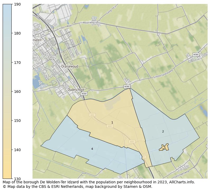 Map of the borough De Wolden-Ter Idzard with the population per neighbourhood in 2023. This page shows a lot of information about residents (such as the distribution by age groups, family composition, gender, native or Dutch with an immigration background, ...), homes (numbers, types, price development, use, type of property, ...) and more (car ownership, energy consumption, ...) based on open data from the Dutch Central Bureau of Statistics and various other sources!