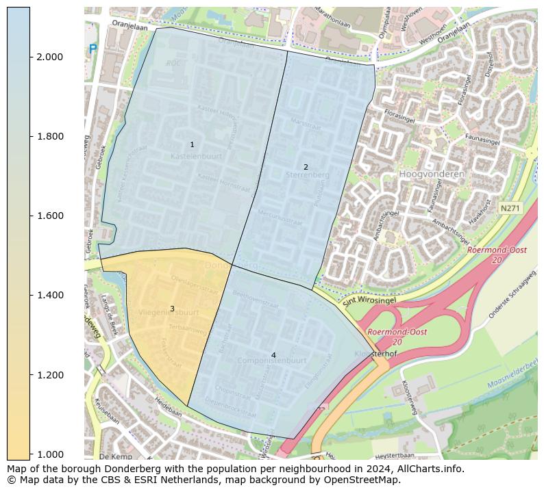 Image of the borough Donderberg at the map. This image is used as introduction to this page. This page shows a lot of information about the population in the borough Donderberg (such as the distribution by age groups of the residents, the composition of households, whether inhabitants are natives or Dutch with an immigration background, data about the houses (numbers, types, price development, use, type of property, ...) and more (car ownership, energy consumption, ...) based on open data from the Dutch Central Bureau of Statistics and various other sources!