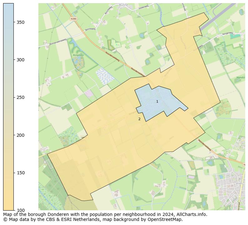 Image of the borough Donderen at the map. This image is used as introduction to this page. This page shows a lot of information about the population in the borough Donderen (such as the distribution by age groups of the residents, the composition of households, whether inhabitants are natives or Dutch with an immigration background, data about the houses (numbers, types, price development, use, type of property, ...) and more (car ownership, energy consumption, ...) based on open data from the Dutch Central Bureau of Statistics and various other sources!