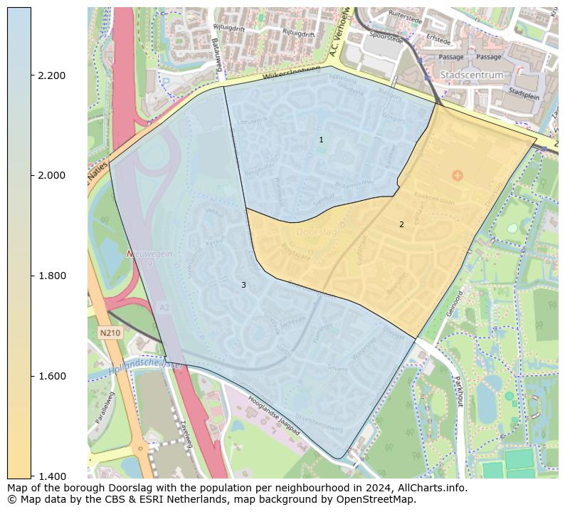 Image of the borough Doorslag at the map. This image is used as introduction to this page. This page shows a lot of information about the population in the borough Doorslag (such as the distribution by age groups of the residents, the composition of households, whether inhabitants are natives or Dutch with an immigration background, data about the houses (numbers, types, price development, use, type of property, ...) and more (car ownership, energy consumption, ...) based on open data from the Dutch Central Bureau of Statistics and various other sources!