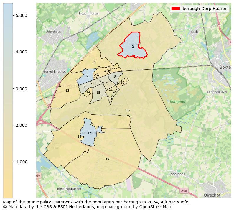 Image of the borough Dorp Haaren at the map. This image is used as introduction to this page. This page shows a lot of information about the population in the borough Dorp Haaren (such as the distribution by age groups of the residents, the composition of households, whether inhabitants are natives or Dutch with an immigration background, data about the houses (numbers, types, price development, use, type of property, ...) and more (car ownership, energy consumption, ...) based on open data from the Dutch Central Bureau of Statistics and various other sources!