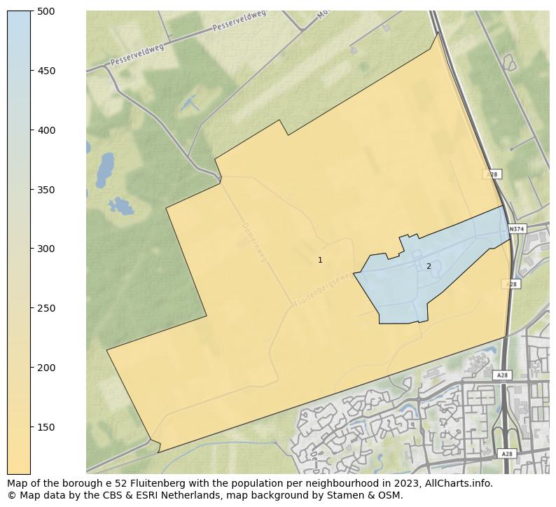 Map of the borough e 52 Fluitenberg with the population per neighbourhood in 2023. This page shows a lot of information about residents (such as the distribution by age groups, family composition, gender, native or Dutch with an immigration background, ...), homes (numbers, types, price development, use, type of property, ...) and more (car ownership, energy consumption, ...) based on open data from the Dutch Central Bureau of Statistics and various other sources!